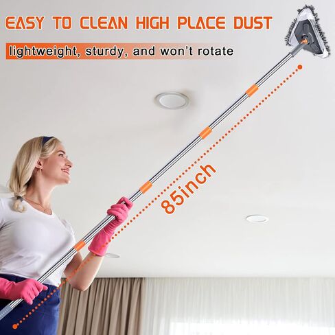 85 Inch Wall Cleaner Mop & Shower Scrubber with Long Handle - Baseboard Cleaner Tool Duster for Wall Washer Ceiling Window, Shower Cleaning Brush for Bathroom Bathtub in Saudi Arabia