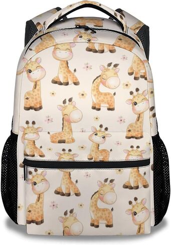 حقيبة ظهر UNIKITTY Giraffes للبنات والأولاد، حقائب ظهر صفراء مقاس 16 بوصة مع أشرطة قابلة للتعديل، حقيبة كتب لطيفة ذات سعة كبيرة لمدرسة الأطفال in Saudi Arabia