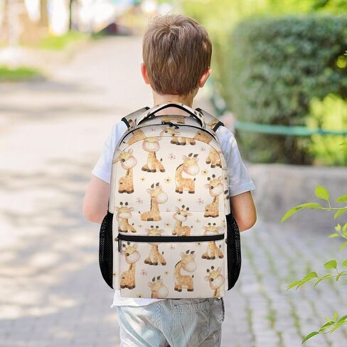 حقيبة ظهر UNIKITTY Giraffes للبنات والأولاد، حقائب ظهر صفراء مقاس 16 بوصة مع أشرطة قابلة للتعديل، حقيبة كتب لطيفة ذات سعة كبيرة لمدرسة الأطفال in Saudi Arabia