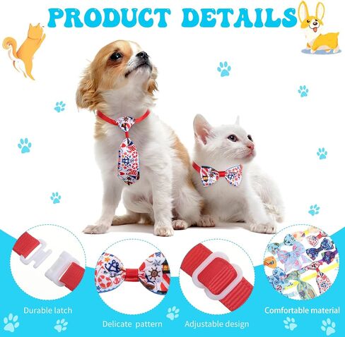 Reginary 100 Pieces Dog Bow Tie Collar Set Include 40 Dog Neckties, and 30 Puppy Bow Tie, 30 Collar Flowers, Adjustable Dog Bows Grooming for Small Medium Dogs Supply (Paw Bone) in Saudi Arabia