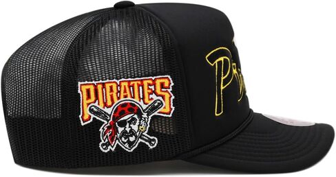 قبعة Mitchell & Ness Pittsburgh Pirates MLB Script Trucker Mesh Snapback - أسود in Saudi Arabia