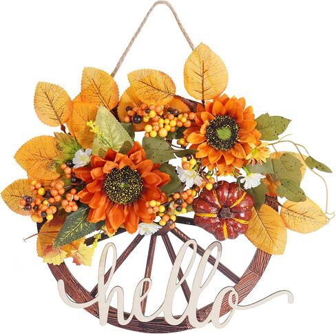 مرحبا سقوط علامة للباب الأمامي - 13 بوصة الخريف عباد الشمس أكاليل اليقطين الخريف ترحيب علامة الباب للخارج داخلي نافذة الجدار مهرجان عيد الشكر الخريف سقوط الديكور in Kuwait