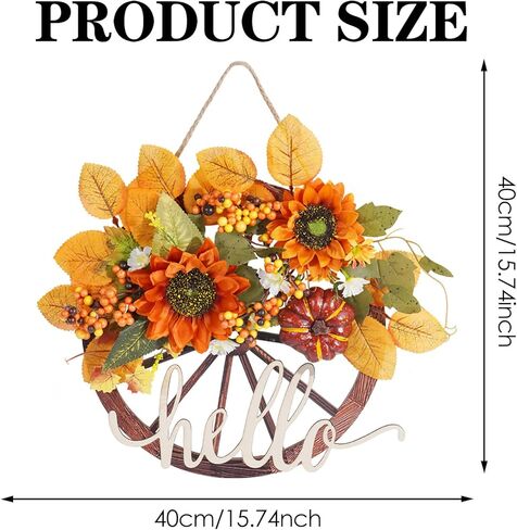 مرحبا سقوط علامة للباب الأمامي - 13 بوصة الخريف عباد الشمس أكاليل اليقطين الخريف ترحيب علامة الباب للخارج داخلي نافذة الجدار مهرجان عيد الشكر الخريف سقوط الديكور in Kuwait