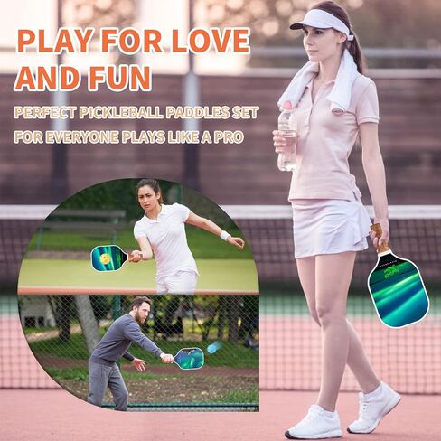 SHAYUE Pickleball Paddles Set of 2 Super Value Set with 2 Pickleball Fiberglass Rackets 4 Balls 2 Pickleball Grip Tapes 2 Sports Towels 1 Pickleball Bag Outdoor Gift for Beginners Family Friends… in Saudi Arabia