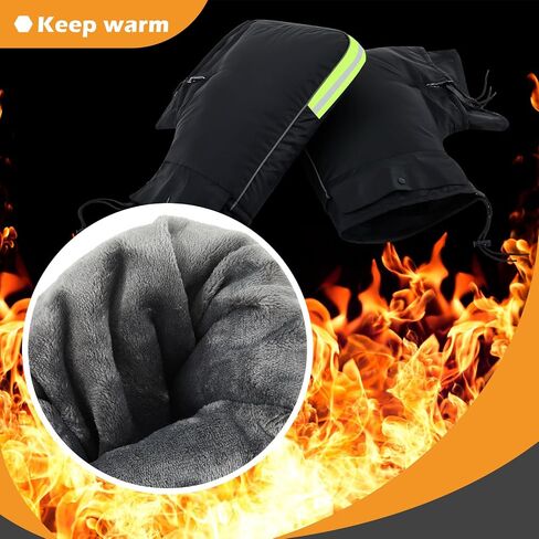 Hanaive 2 Sets of Motorcycle Handlebar Gloves Waterproof Windproof Mittens Hand Warmer Warm Motorbike Handle Bar Hand Cover Muffs Handle Cover with Reflective Strip Thick Velvet Hand Warmer in Saudi Arabia