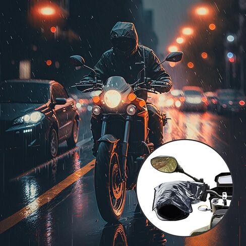 Hanaive 2 Sets of Motorcycle Handlebar Gloves Waterproof Windproof Mittens Hand Warmer Warm Motorbike Handle Bar Hand Cover Muffs Handle Cover with Reflective Strip Thick Velvet Hand Warmer in Saudi Arabia