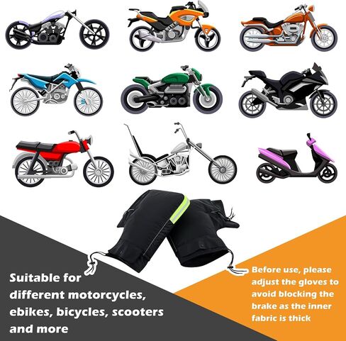Hanaive 2 Sets of Motorcycle Handlebar Gloves Waterproof Windproof Mittens Hand Warmer Warm Motorbike Handle Bar Hand Cover Muffs Handle Cover with Reflective Strip Thick Velvet Hand Warmer in Saudi Arabia