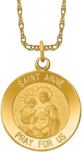 14k Yellow Gold Saint Anne Medal Necklace Charm Pendant Religious Patron St Fine Jewelry For Women Gifts For Her in Kuwait