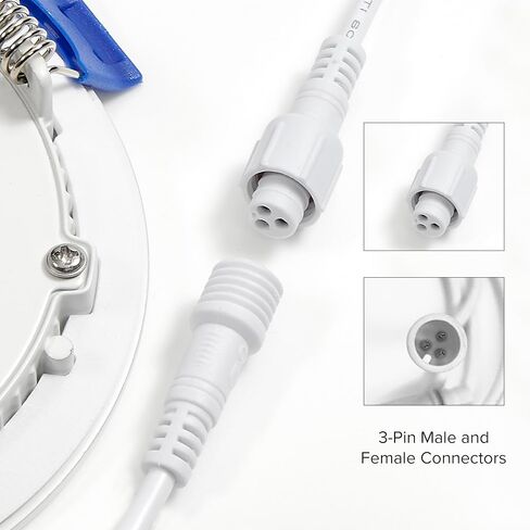 كابل تمديد Maxxima بطول 5 أقدام لـ 5 مصابيح LED نحيفة لدرجة حرارة اللون قابلة للتحديد من CCT، موصلات ذكر وأنثى ذات 3 دبابيس في كلا الطرفين (6 عبوات) in Kuwait