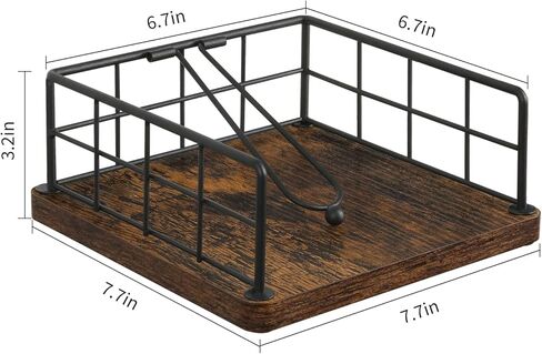 حامل مناديل للطاولة، موزع حامل مناديل معدني ريفي مع قاعدة خشبية، حامل مناديل للمزرعة للمناديل الورقية، حامل مناديل للمطبخ، الطعام، الكوكتيل، النزهة، الهواء الطلق in Kuwait