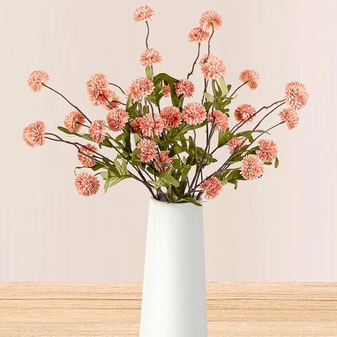 Beige Pompon Mums Artificial Flowers, 8pcs Stems Faux Silk Mini Chrysanth, Bulk Fake Wedding Filler Flowers Flower Ball for DIY Bouquet Centerpieces Floral Arrangements Shower Decorations in Kuwait