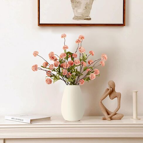 Beige Pompon Mums Artificial Flowers, 8pcs Stems Faux Silk Mini Chrysanth, Bulk Fake Wedding Filler Flowers Flower Ball for DIY Bouquet Centerpieces Floral Arrangements Shower Decorations in Kuwait