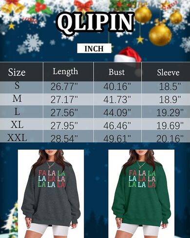 QLIPIN Christmas Sweatshirt Women Fa La La Christmas Sweatshirts Xmas Music Notes Pullover Funny Xmas Holiday Long Sleeve Top in Saudi Arabia