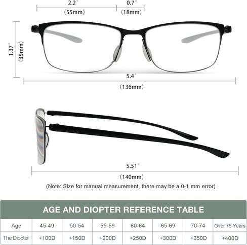 3 Pack Progressive Multifocus Reading Glasses Men Women Metal Frame Multifocal Readers Blue Light Blocking w/Spring Hinge No-Line Eyeglasses,+175 in Saudi Arabia