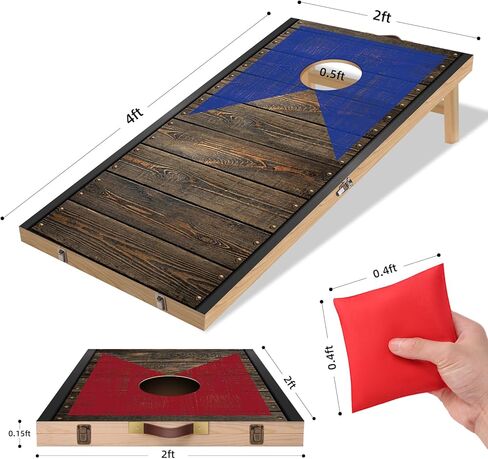 مجموعة ألعاب ثقب الذرة من الخشب الصلب مقاس 3 × 2 بوصة مع 8 أكياس فول، ألعاب رمي أكياس الفول المحمولة، ألعاب ثقب الذرة للبالغين والأطفال in Kuwait