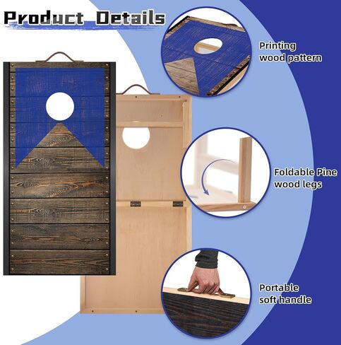 مجموعة ألعاب ثقب الذرة من الخشب الصلب مقاس 3 × 2 بوصة مع 8 أكياس فول، ألعاب رمي أكياس الفول المحمولة، ألعاب ثقب الذرة للبالغين والأطفال in Kuwait