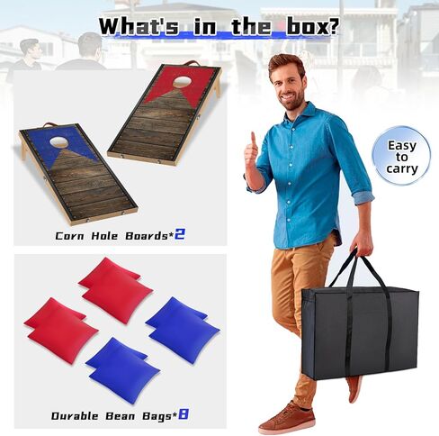 مجموعة ألعاب ثقب الذرة من الخشب الصلب مقاس 3 × 2 بوصة مع 8 أكياس فول، ألعاب رمي أكياس الفول المحمولة، ألعاب ثقب الذرة للبالغين والأطفال in Kuwait