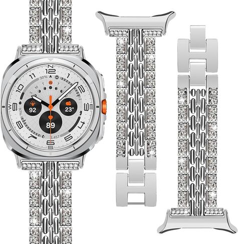Jewelry Bands Compatible with Samsung Galaxy Watch Ultra 47mm (2024),Adjustable Bling Replacement Stainless Steel Metal Wristband for Women in Saudi Arabia