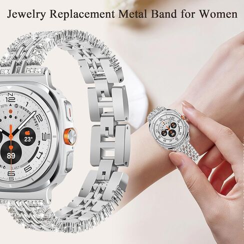 Jewelry Bands Compatible with Samsung Galaxy Watch Ultra 47mm (2024),Adjustable Bling Replacement Stainless Steel Metal Wristband for Women in Saudi Arabia