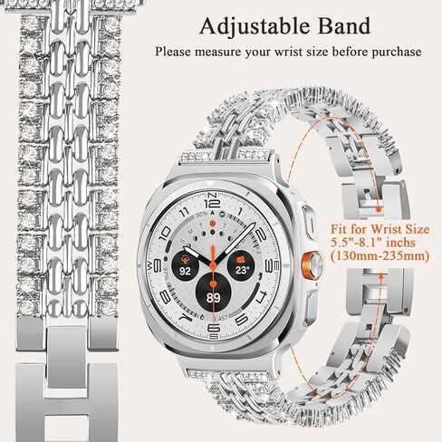 Jewelry Bands Compatible with Samsung Galaxy Watch Ultra 47mm (2024),Adjustable Bling Replacement Stainless Steel Metal Wristband for Women in Saudi Arabia