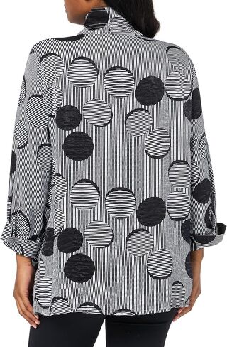 MULTIPLES Women's 1 Turn-up Cuff Three Quarters Sleeve Button Front Wire Collar Shirt in Kuwait