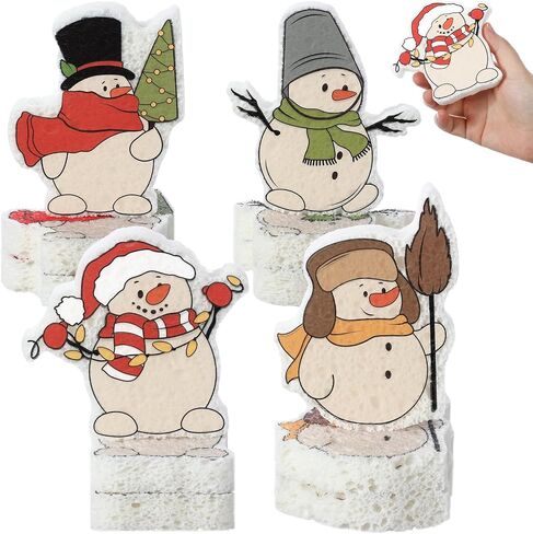 Layhit 12 Pcs Christmas Sponges Dish Sponges Cute Kitchen Non Scratch Scrub Sink Sponges Wood Pulp Reusable Household Cleaning Sponges for Kitchen Dishes Furniture (Gnome) in Saudi Arabia