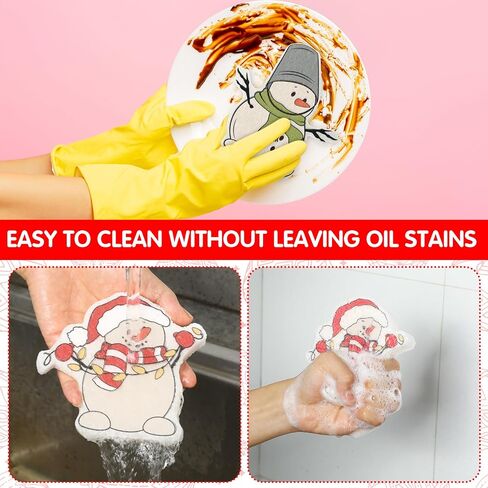 Layhit 12 Pcs Christmas Sponges Dish Sponges Cute Kitchen Non Scratch Scrub Sink Sponges Wood Pulp Reusable Household Cleaning Sponges for Kitchen Dishes Furniture (Gnome) in Saudi Arabia