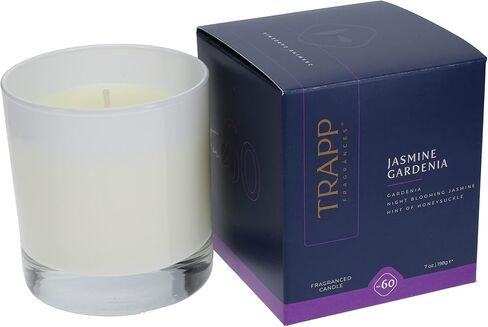تراب - رقم 60 ياسمين جاردينيا - 7 أونصة. شمعة مميزة - عطر منزلي عطري برائحة زهور الغاردينيا والياسمين الليلي ولمسة من زهر العسل - شمع الفازلين in Kuwait
