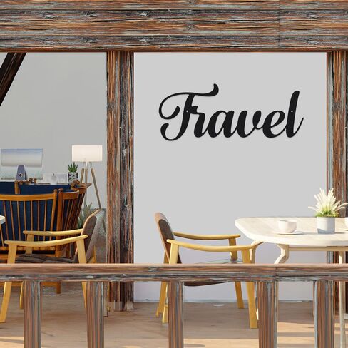 HQIOA Travel Word Signs Metal Wall Decor 16X6.31 inch Living Room Decor for Wall Metal Iron Art Letter Wall Decoration Black Wall Decor for Living Room Farmhouse Dining Room Outdoor Wall Decor in Saudi Arabia