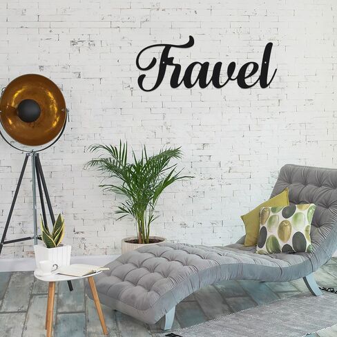 HQIOA Travel Word Signs Metal Wall Decor 16X6.31 inch Living Room Decor for Wall Metal Iron Art Letter Wall Decoration Black Wall Decor for Living Room Farmhouse Dining Room Outdoor Wall Decor in Saudi Arabia