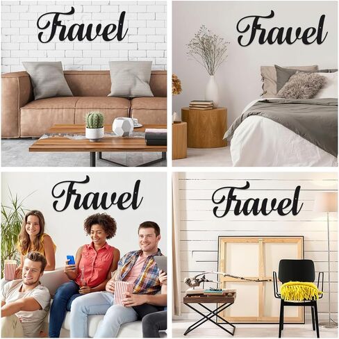 HQIOA Travel Word Signs Metal Wall Decor 16X6.31 inch Living Room Decor for Wall Metal Iron Art Letter Wall Decoration Black Wall Decor for Living Room Farmhouse Dining Room Outdoor Wall Decor in Saudi Arabia
