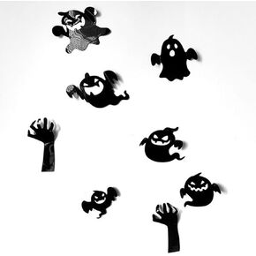 Spider Halloween Decorations, 18Pcs 3D Plastic Spider Stickers Halloween Party Supplies Halloween Wall Decals Horror Black Spiderweb Indoor Wall Decor for Home Window Door Wall Room Decor