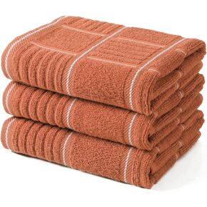 Anyi 100% Cotton Kitchen Towels, Absorbent Dish Towels with Hanging Loop, Soft Kitchen Hand Towels for Washing Drying Dishes(16x26, Set of 3, Navy)