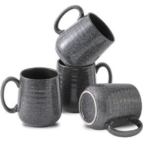 Hasense Coffee Mugs Set of 6, 12 Ounce Coffee Cups Set with Handle, Ceramic Tea Mugs for Kitchen, Blue Latte Mugs for Coffee,Cocoa, Tea, Stylish Mug Gift, Dishwasher and Microwave Safe