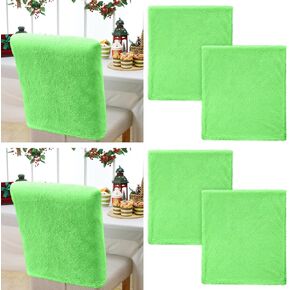 4 Pcs Christmas Chair Covers Luxury Plush Green Chair Slipcovers Xmas Chair Back Covers Sets for Christmas Dining Room Kitchen Holiday Party Home Decor