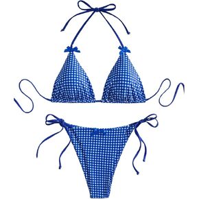 المرأة 2 قطعة Y2K القماش القطني طباعة القوس الجبهة بيكيني الرسن التعادل مجموعة البكيني مثلث مجموعة بحر ملابس السباحة ثوب السباحة in Kuwait