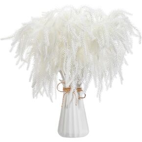 12 Pcs Christmas White Norfolk Pine Branches 18 Inch Norfolk Pine Picks Artificial Xmas Branches DIY Crafts Faux Christmas Norfolk Pine Branches for Xmas Indoor Outdoor Wreath Garland Home Vase Decor