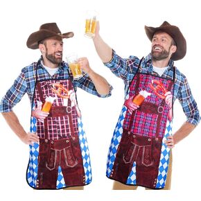 2PCS Oktoberfest Apron, Oktoberfest Party Decorations German Kitchen Apron for Bavarian Beer Festival