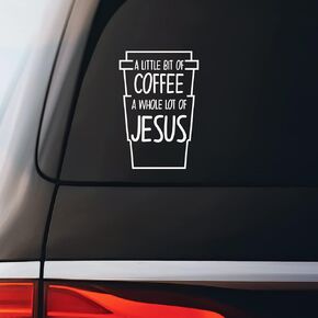 Coffee and Jesus Sticker Decal Notebook Car Laptop 3.25"x5.5" (White)