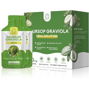 Soursop Graviola Oral Liquid 10 FL.OZ, High Absorption Soursop Bitters Drink for Women & Men, Fresh Graviola Fruit Extract for Cell* Regeneration, Immune & Antioxidant Support, Pineapple Flavor