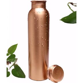 Premium Copper Water Bottle 34 OZ with Ayurvedic benefits and Aesthetic- Promotes Health-Leak Proof Lid-Smooth Finish-Travel Friendly-Yoga-Sports water bottle-Daily Use
