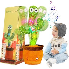 Dancing Cactus, Talking Cactus Toy, Dancing Cactus Mimicking Toy for Kids, Repeating and Recording What You Say, Cactus Baby Toy with LED, Repeat, Dance, Recording