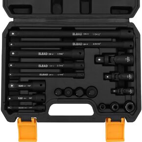 18-Pieces Impact Socket Extension Set: 1/4", 3/8" & 1/2" Drive Socket Extension Bar, Ratchet Extension Set, Socket Adapter Set, Swivel Universal Joints & Impact Coupler