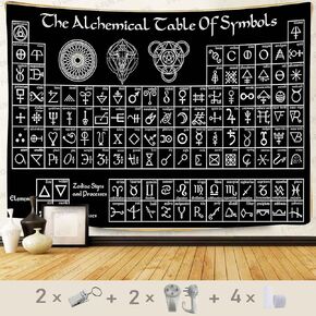 F-FUN SOUL The Alchemical Table of Symbols Tapestry The Alchemist Poster Tapestries 80"x60" Education Science Art Aesthetic Wall Hanging Tapestries for Classroom Home Decor GTDWFS397