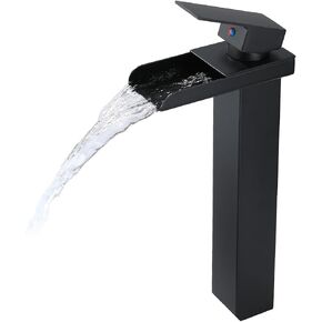 Waterfall Bathroom Faucets,TRJIKAG Bathroom Sink Faucet Brushed Nickel Single Handle Large Spout Rv Lavatory Vanity Vessel Bathroom Faucet 1 Hole (01 Short, Chrome)