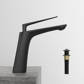 Black Single Hole Bathroom Faucet, Matte Black Artistic Modern Vanity Faucet, Easy Installation for Home or Apartment