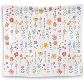 QGFM Wildflower Nursery Wall Decor, Girls Room Wall Decor, Boho Floral Nursery Tapestry Wall Hanging for Toddler Baby Girl Room Bedroom Playroom Decor, 50x60 Inches
