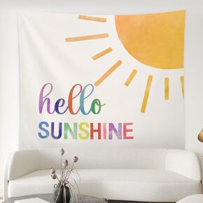 ISANOU Kids Room Wall Decor,Hello Sunshine Tapestry Wall Hanging for Nursery Playroom Classroom Toddler Room,Boho Watercolor Sun Wall Art Tapestry,50x60 Inches