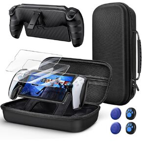 KOVA Hard Carrying Case with Protective Cover for Playstation Portal, Accessories Storage Bag with TPU Non-Slip Soft Case Cover with Kickstand, Screen Protectors, Thumb Grips for PS5 Portal Console