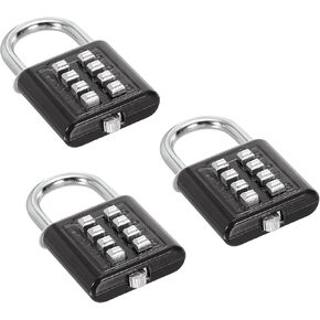 PATIKIL 8 Digit Button Combination Padlock, 3 Pack 4 Position Locking Mechanism Push Button Security Digital Lock for Gym Sports Locker Cabinet Toolbox, Yellow